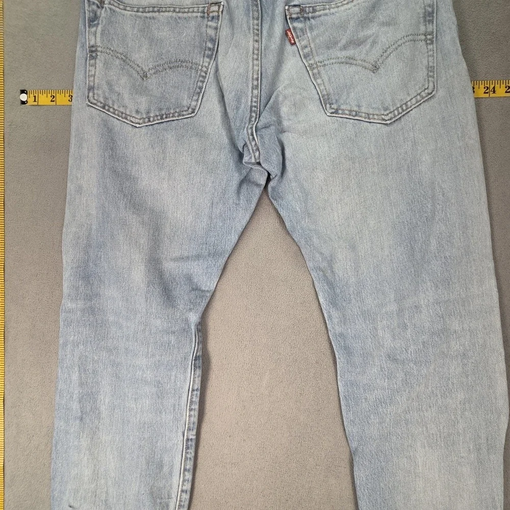 Levis 502 Jeans Mens Selvedge‎ Med Wash Tapered Whiskers Honeycomb Fits 30x26